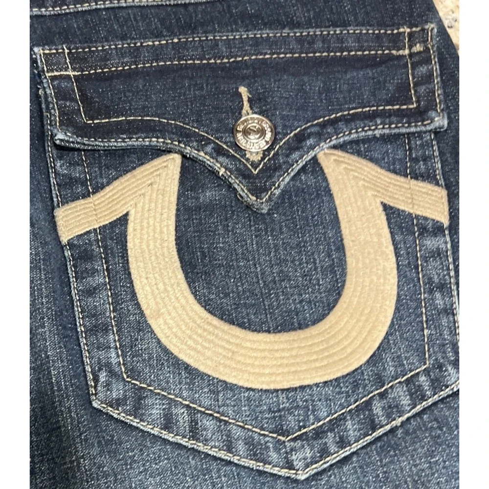 True Religion Billy Jeans Made in USA Triple Stitch Flap Pocket Distressed 38x34